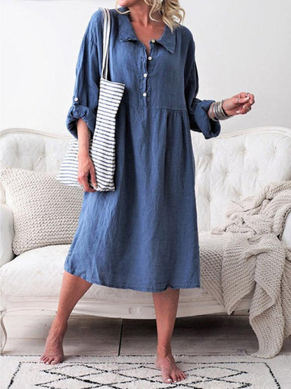 Langärmeliges Hemdkleid mit Knopfleiste für Damen