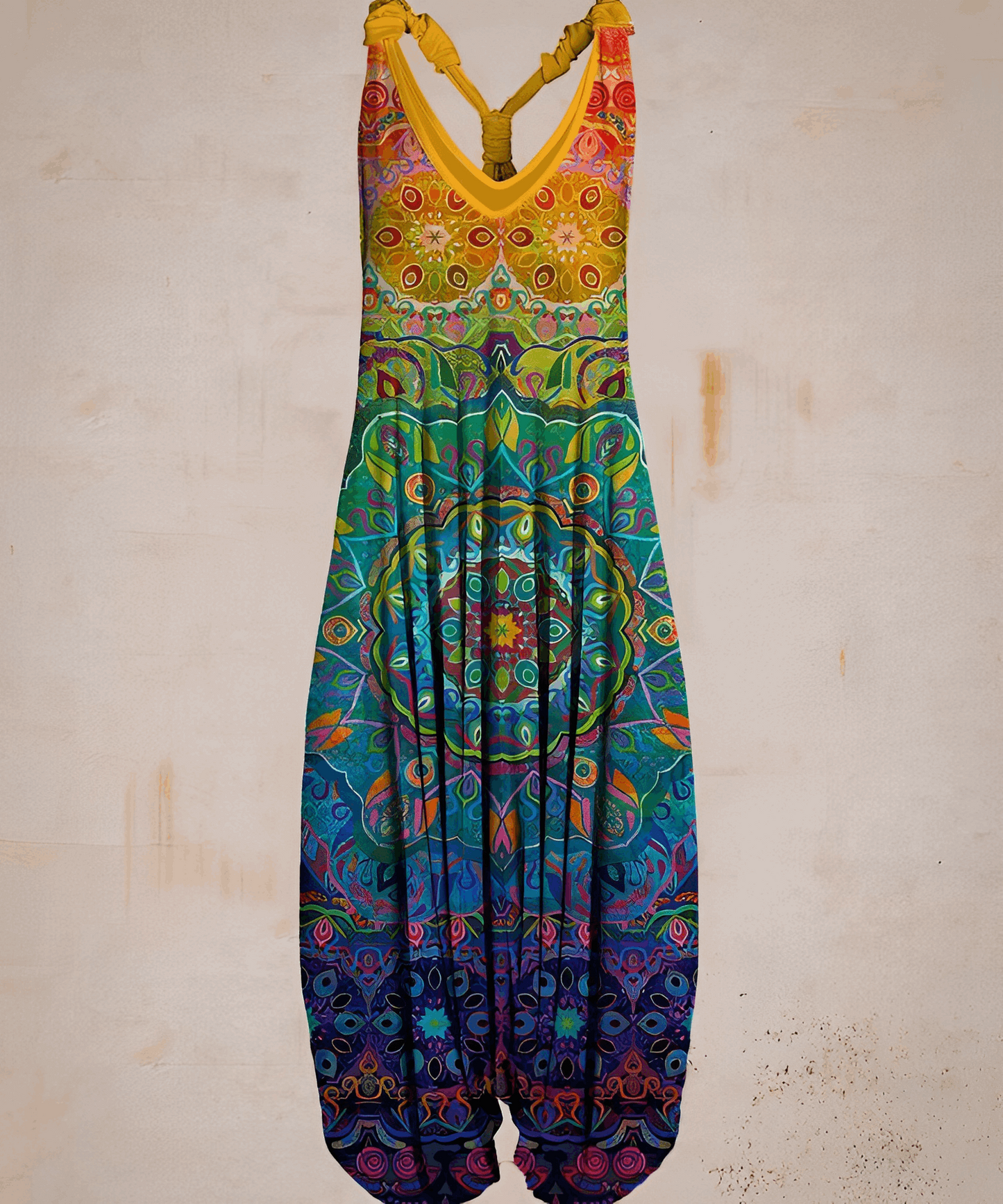Merche ärmelloser Bohème-Jumpsuit mit Druckmotiv