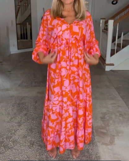 – Blumenkleid mit langen Ärmeln