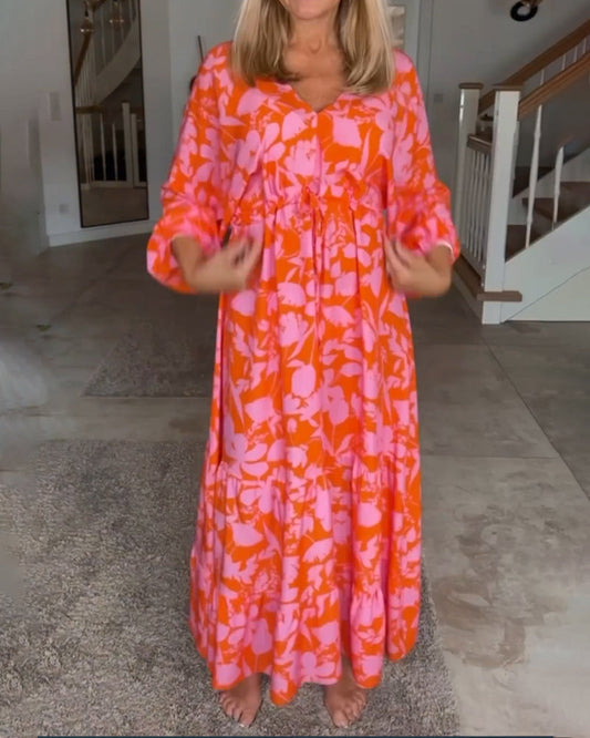 – Blumenkleid mit langen Ärmeln