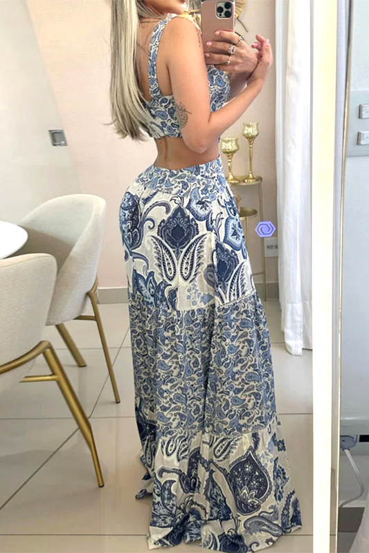 Merche | Bedrucktes Bohème Kleid Mit V-ausschnitt und Rückenausschnitt Bedruckte Kleider Mit V-ausschnitt