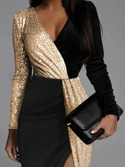 Goldenes Glitzerkleid | Abendlicher Glamour