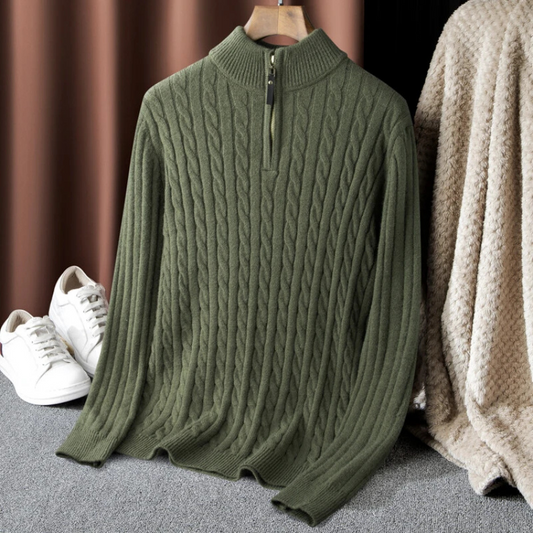 WW | Zopfstrick Pullover Mit Reißverschluss Herren Stilvoll & Bequem