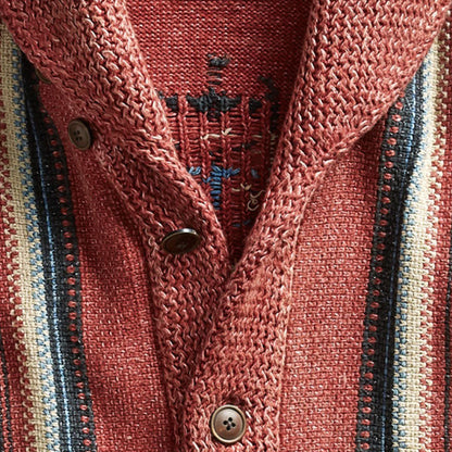 WW | Weinlese Jacquard Revers Langarm Strickjacke