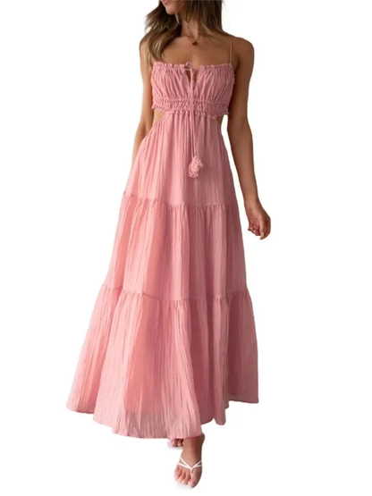 Damen ärmelloses, ausgestelltes, langes Kleid mit Nähten