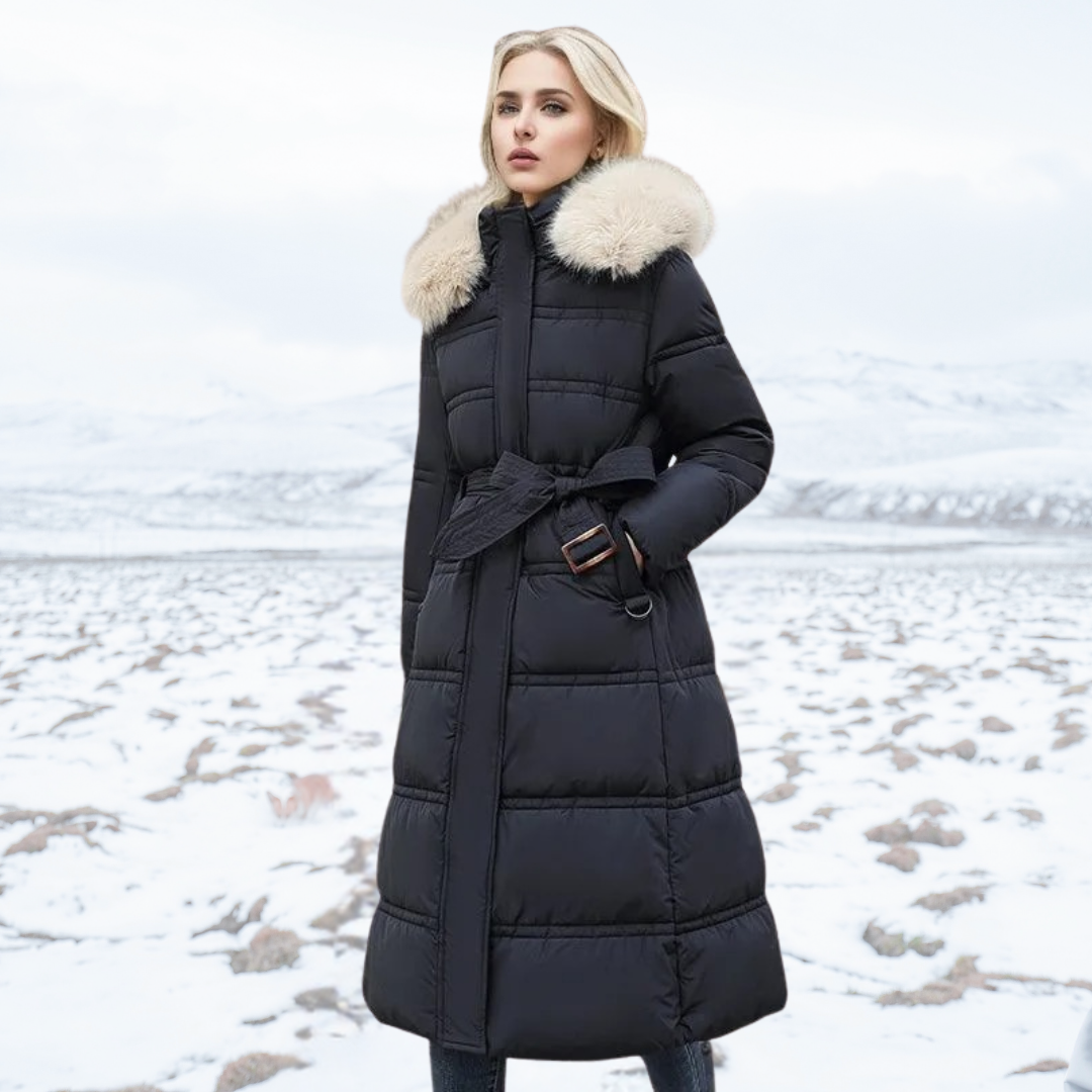 Merche - Jacke - Lange Baumwolle, wattierte Daunen - Pelzkragen - Winte