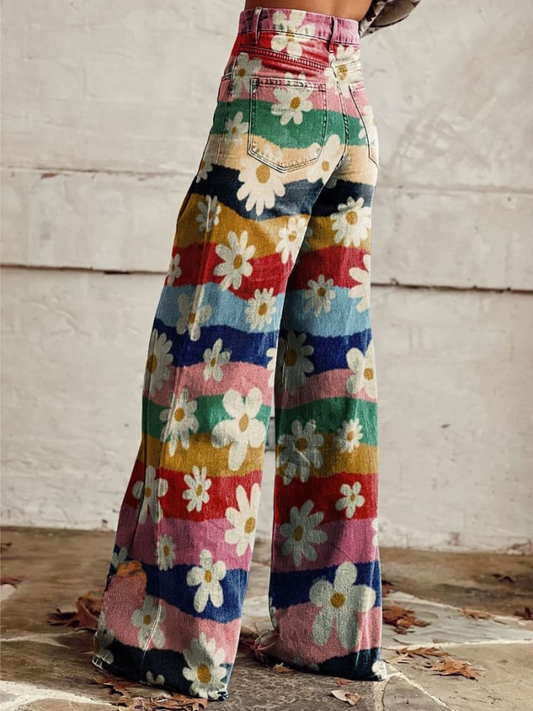WW | Retro Floral Hosen Für Frauen