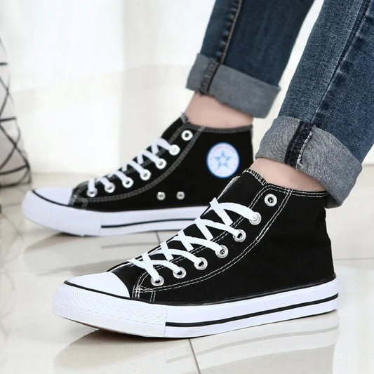 WW | Weiße Winddichte Damen Hohe Sneakers Mit Runder Spitze