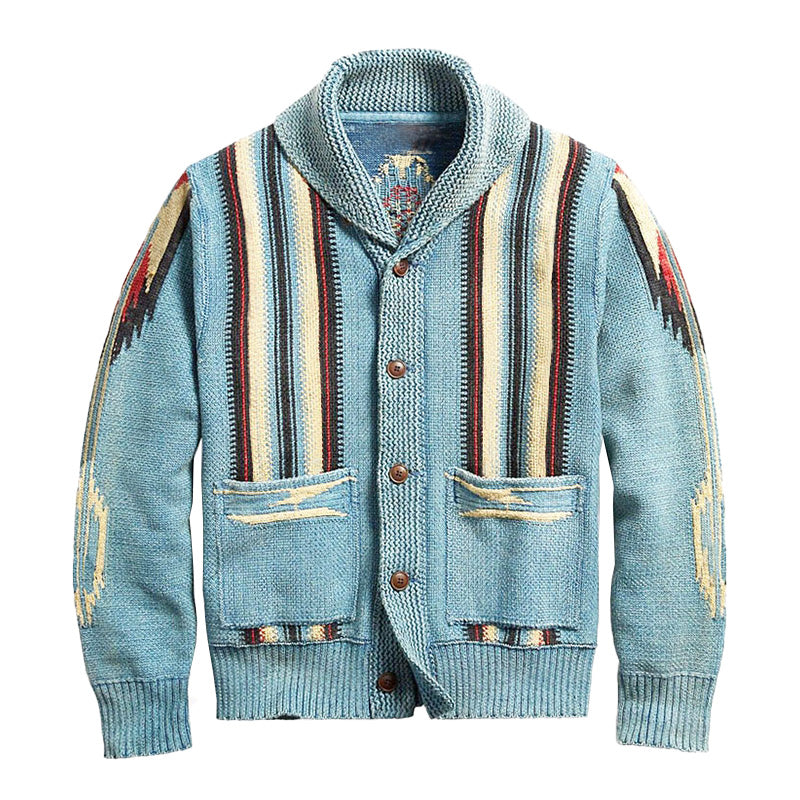 WW | Weinlese Jacquard Revers Langarm Strickjacke