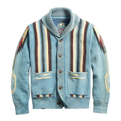 WW | Weinlese Jacquard Revers Langarm Strickjacke