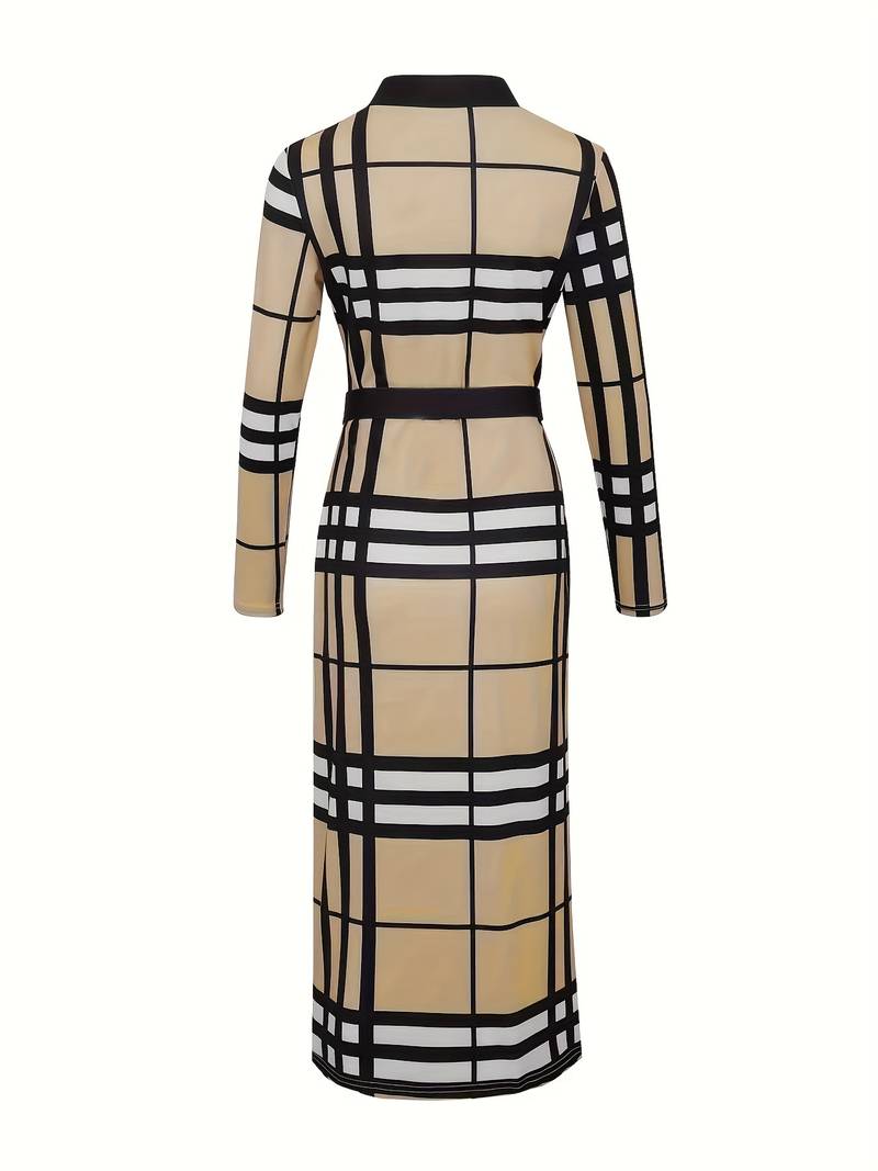 – elegantes langarmkleid mit v-ausschnitt