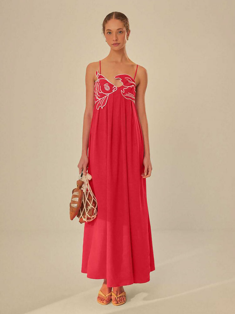 Damen-Maxi-Kleid | Rot