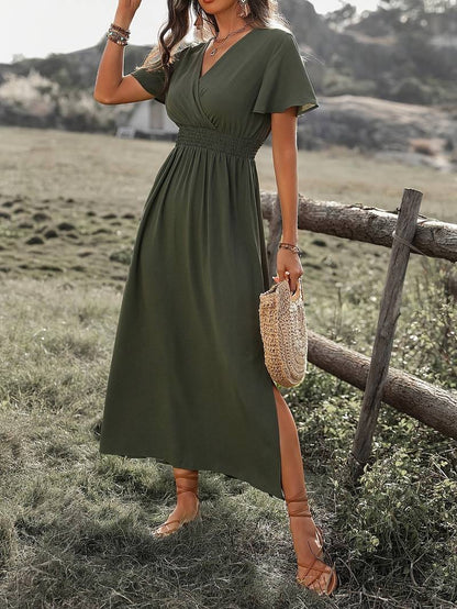 – elegantes Kurzarmkleid mit chorkragen