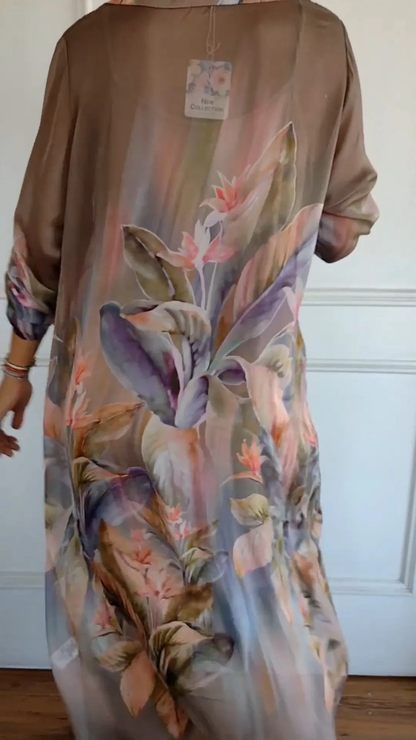 – Dünnes und bequemes, bedrucktes, durchsichtiges Kleid