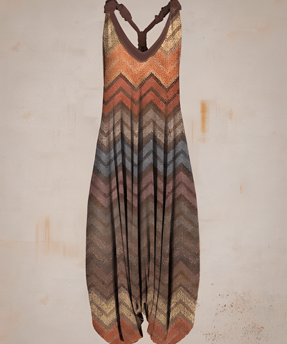 Merche ärmelloser Bohème-Jumpsuit mit Druckmotiv