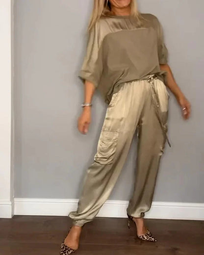 WW | Satin Oberteil Und Hose Set