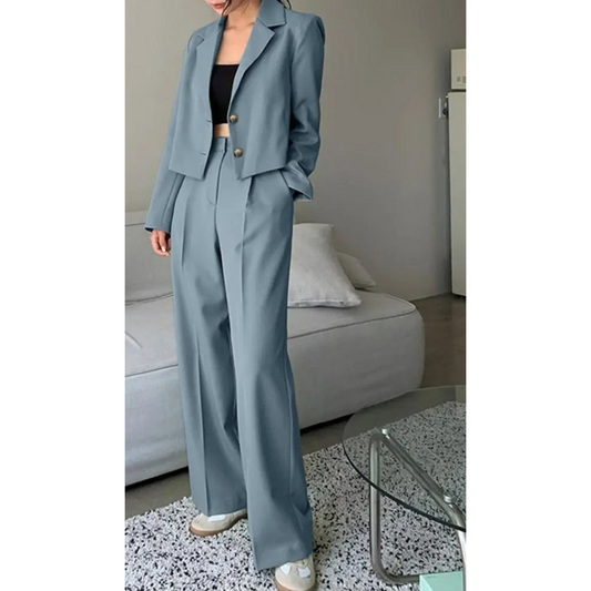 WW | Weinlese Langarm Top Weite Hose Blazer Und Hose Satz