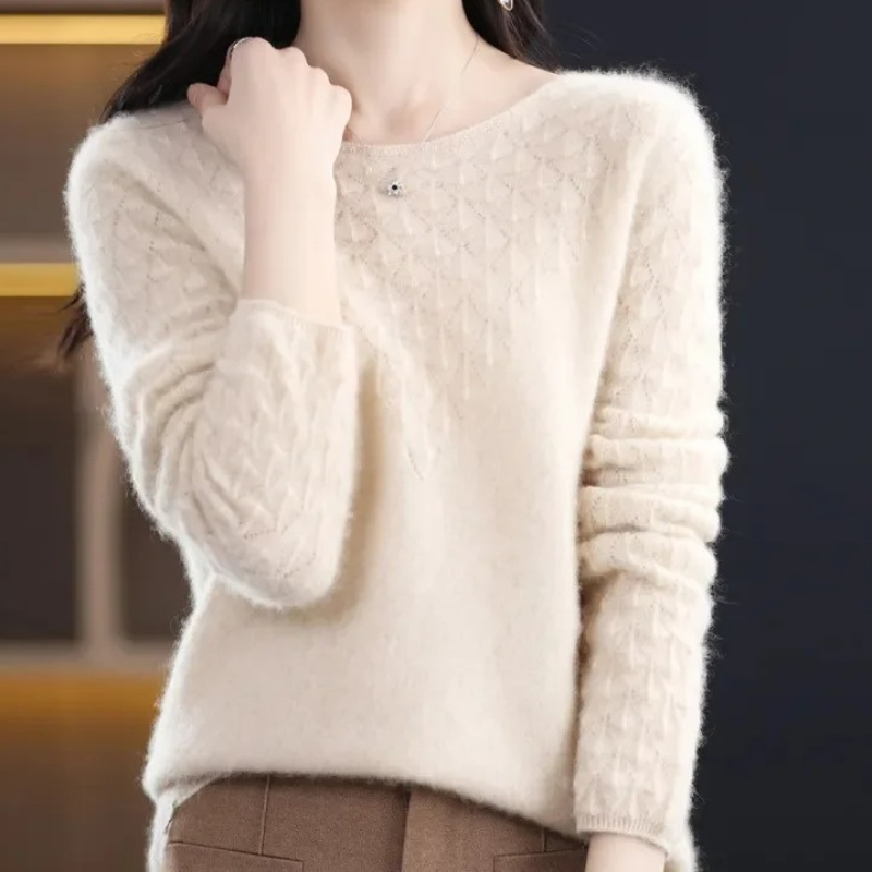 WW | Wollstrickjacke Damen Mit Strickmuster Und Rundhalsausschnitt