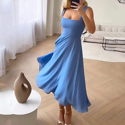 – Damenmode, elegante, ärmellose, einfarbige Kleider