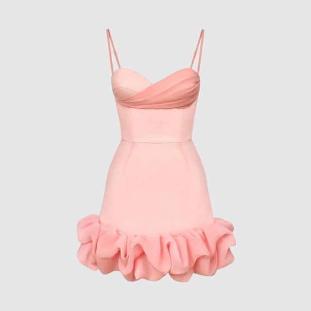 Kleid mit Herzausschnitt und Rüschen-Saum