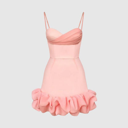 Kleid mit Herzausschnitt und Rüschen-Saum