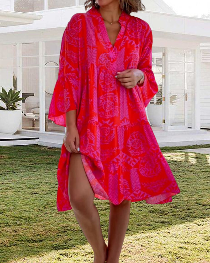 Ärmeln und geometrischem Boho Print
