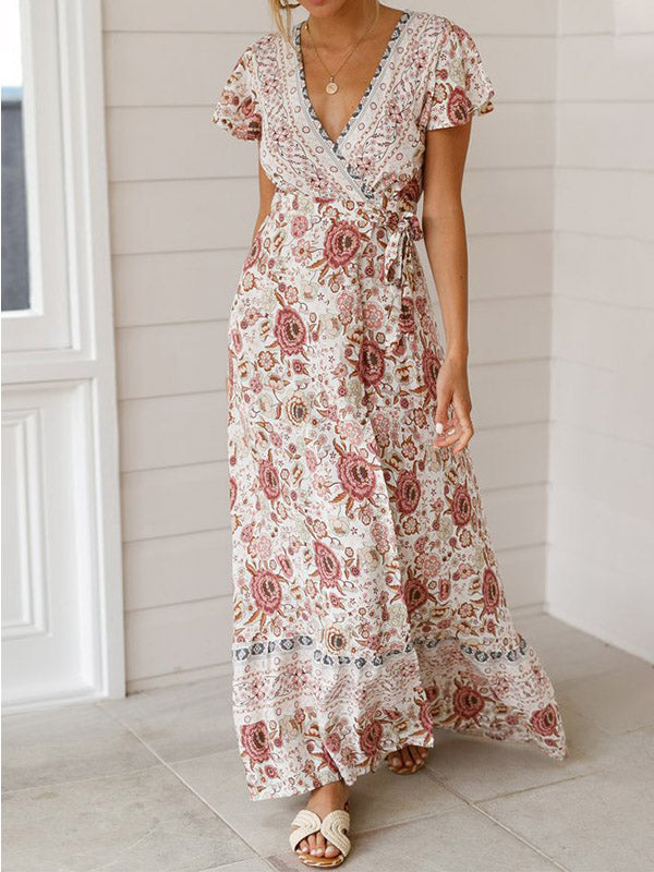 – Bohemian-Blumen-Wickel-Maxikleid