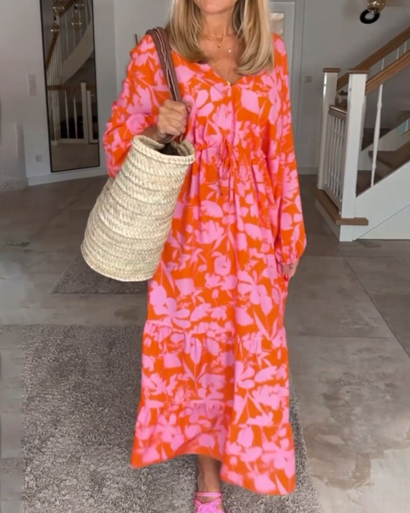 – Blumenkleid mit langen Ärmeln
