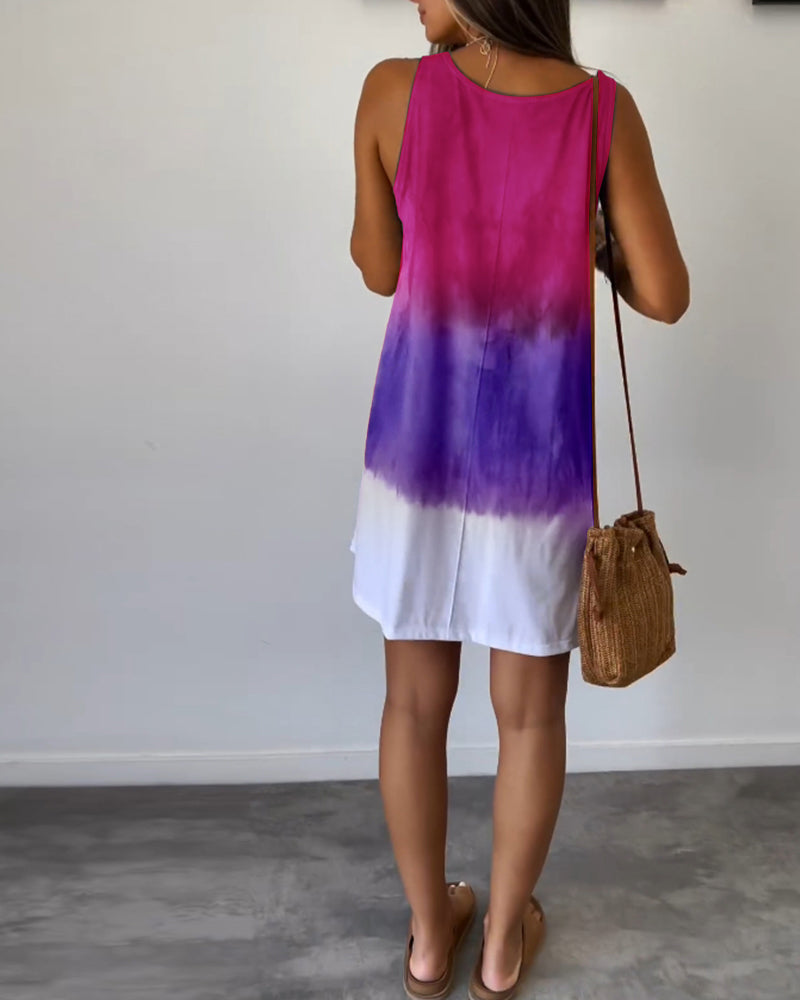 Ärmelloses Freizeitkleid in Farbblockoptik