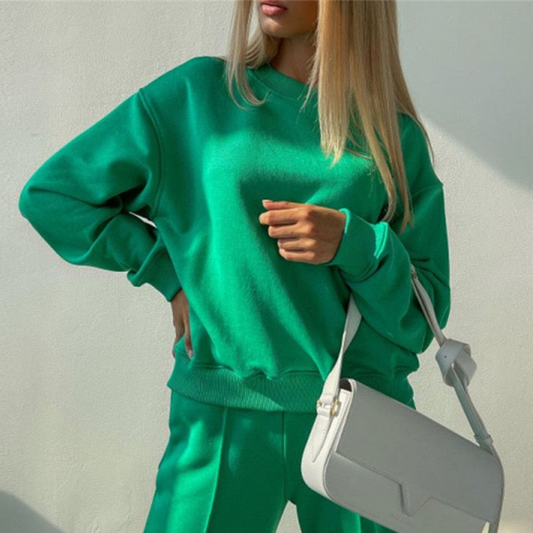 WW | Luxuriöser Langärmeliger Pullover Mit Weiten Hosenbeinen Zweiteiliges Satz