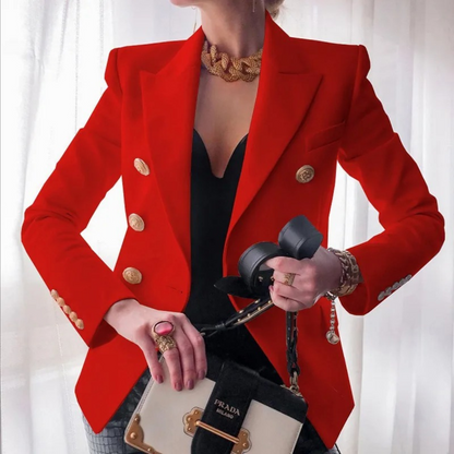 WW | Weinlese Mode Damen Blazer Mit Doppelter Reihenknöpfe
