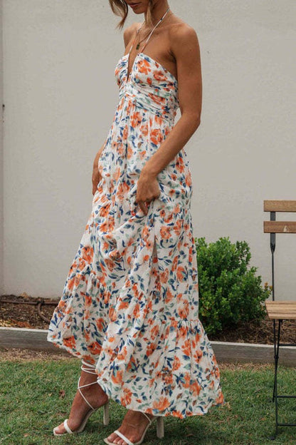 geblümte Maxi-Sonnenkleid Fia