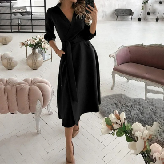 WW | Weiße Gepolsterte Reversband Bequeme Blusenkleid