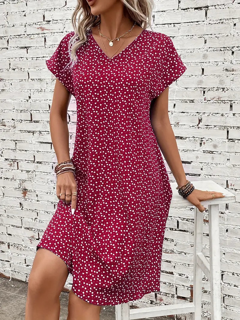 – allover-print-kleid mit fledermausärmeln