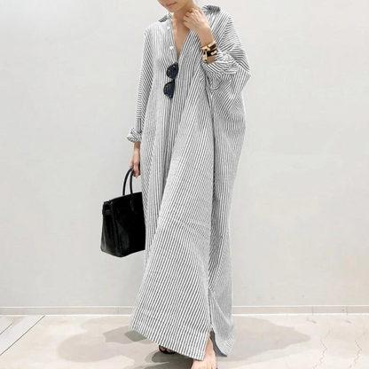 Gestreiftes Hemdkleid aus Baumwolle in Übergröße