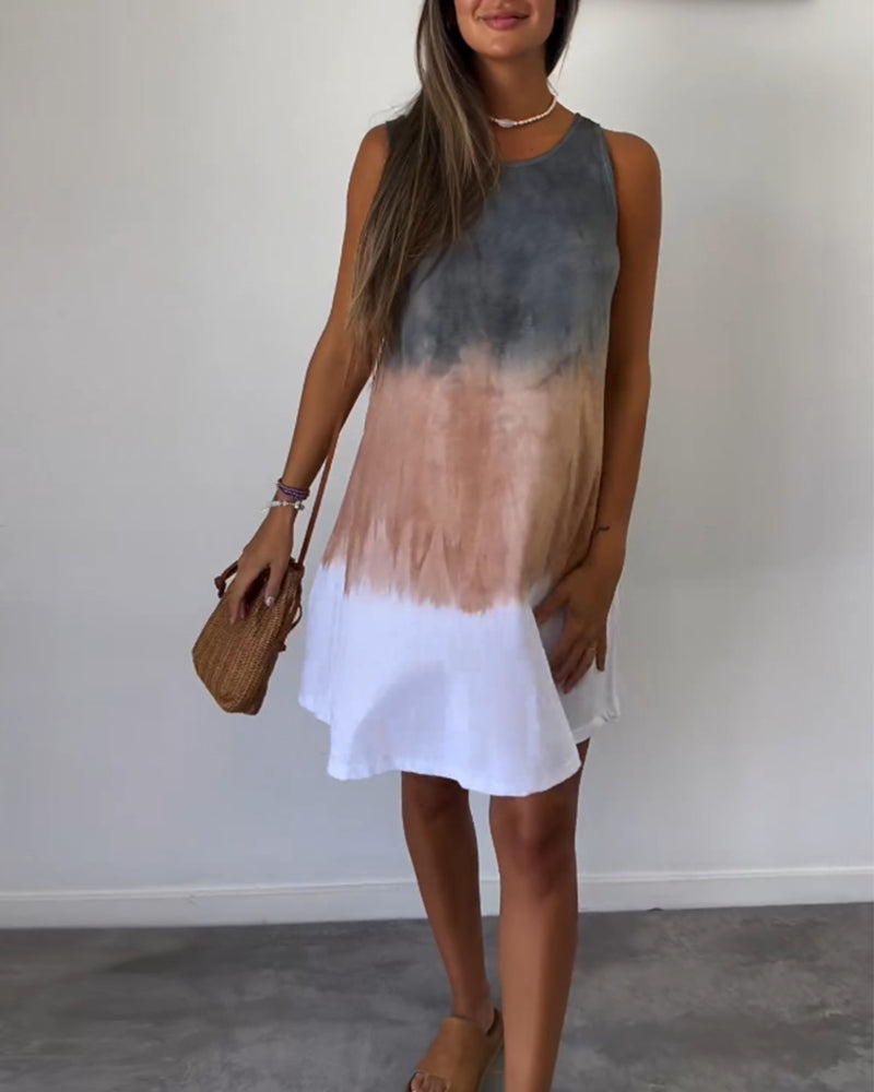 Ärmelloses Freizeitkleid in Farbblockoptik