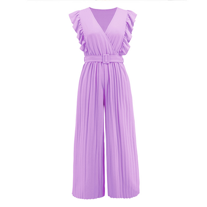 Jumpsuit mit gerafftem V-Ausschnitt