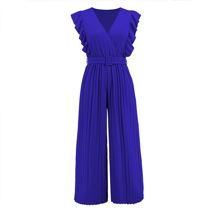 Jumpsuit mit gerafftem V-Ausschnitt