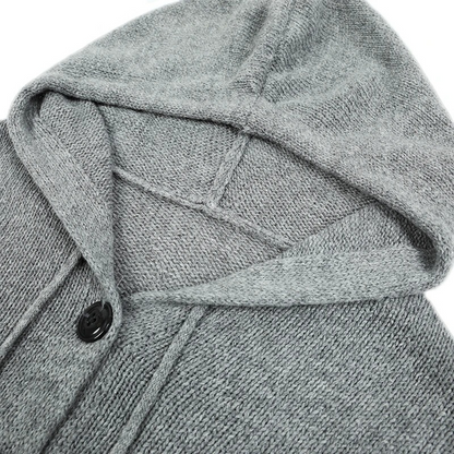 WW | Wollstrickjacke Damen Mit Kapuze Und Knopfleiste, Lässiger Stil