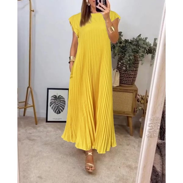 – Einfaches, einfarbiges Damen-Plisseekleid