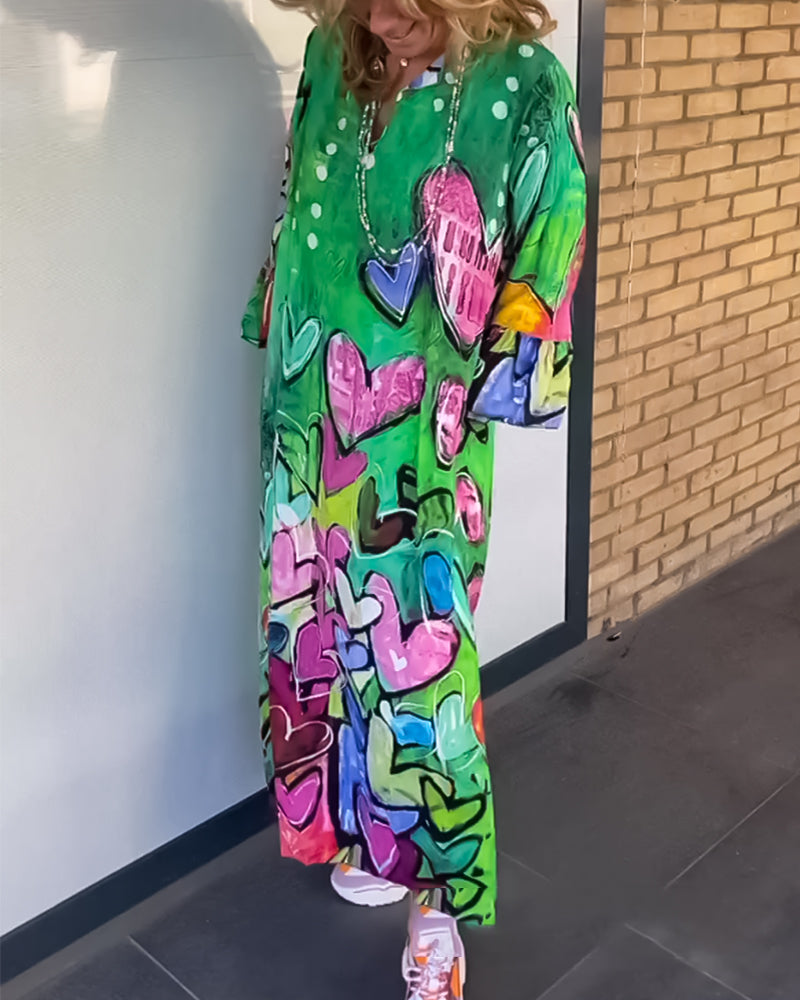 Damen-Kleid mit Herz-Muster