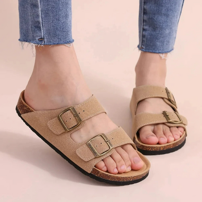 WW | Wildleder Damen Sandalen Mit Doppeltem Riemen