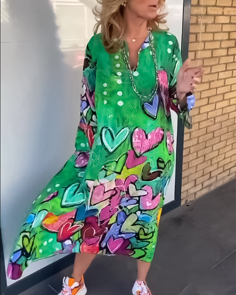 Damen-Kleid mit Herz-Muster