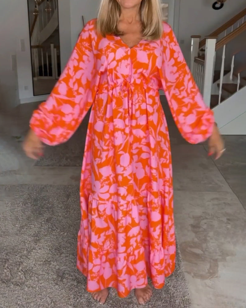 – Blumenkleid mit langen Ärmeln