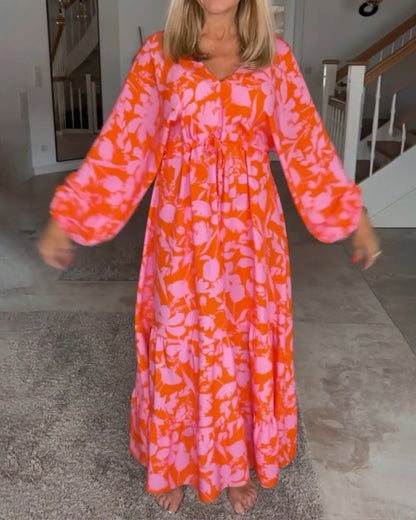 – Blumenkleid mit langen Ärmeln