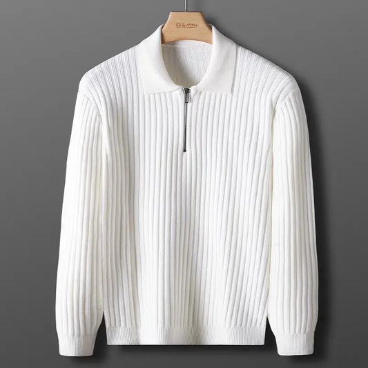 WW | Wollpullover Herren Eleganter Pullover Mit Zipper Kragen