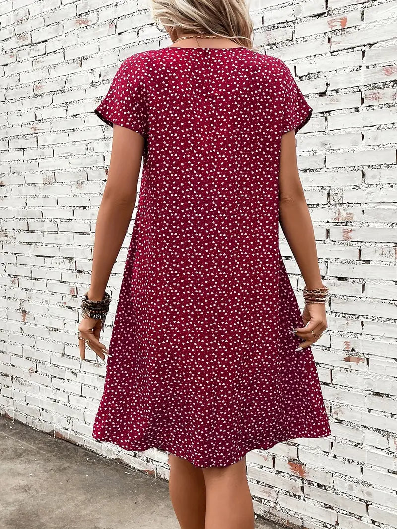 – allover-print-kleid mit fledermausärmeln