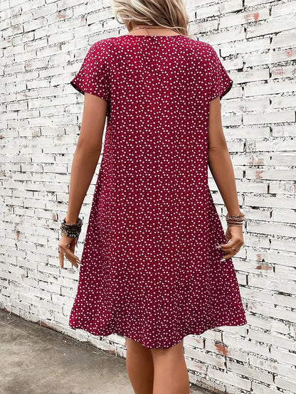 – allover-print-kleid mit fledermausärmeln
