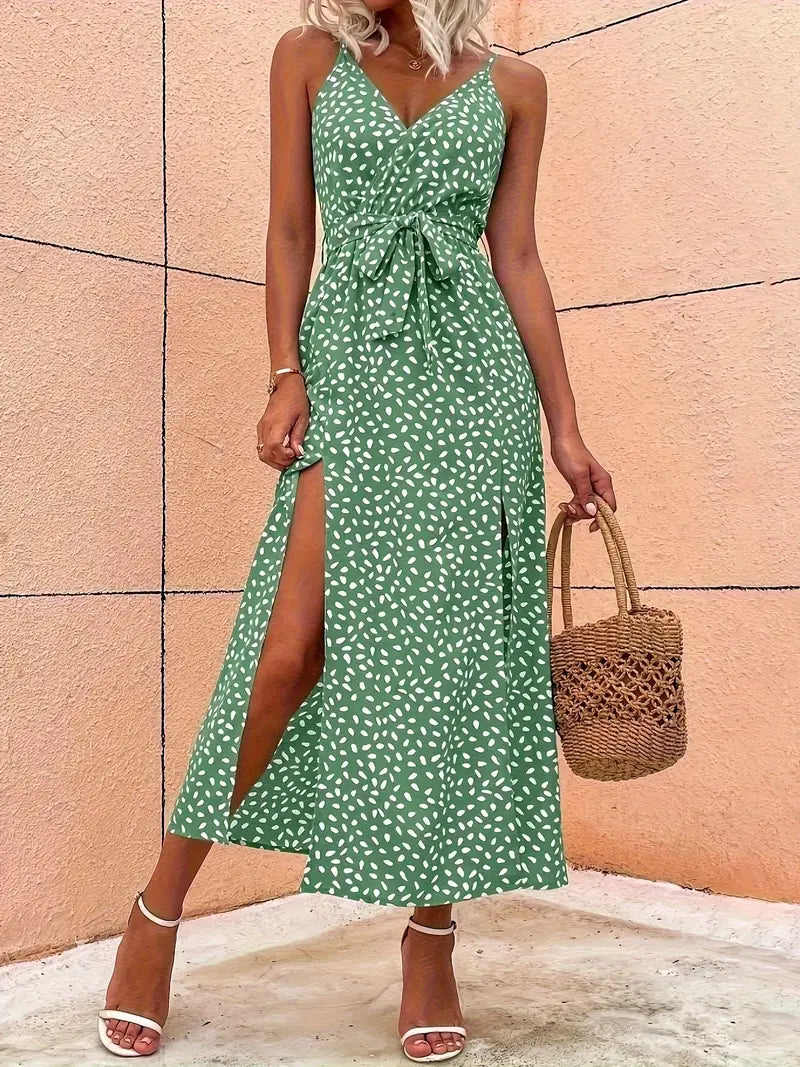 – cami-kleid mit v-ausschnitt und allover-print