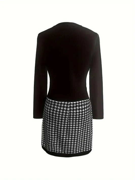 – designer-langarmkleid mit v-ausschnitt